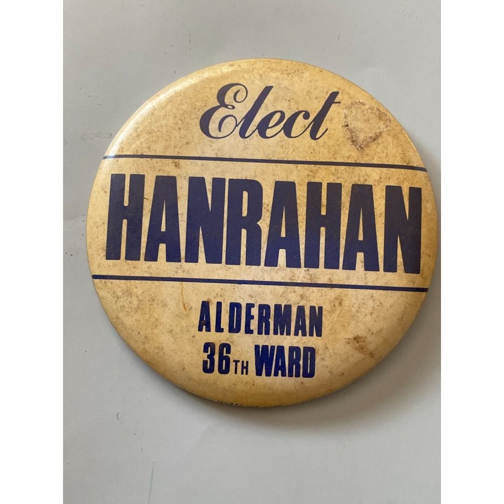 Vintage 60s Elect Edward V. Hanrahan ALDERMAN 36TH WARD Pinback Black Panther